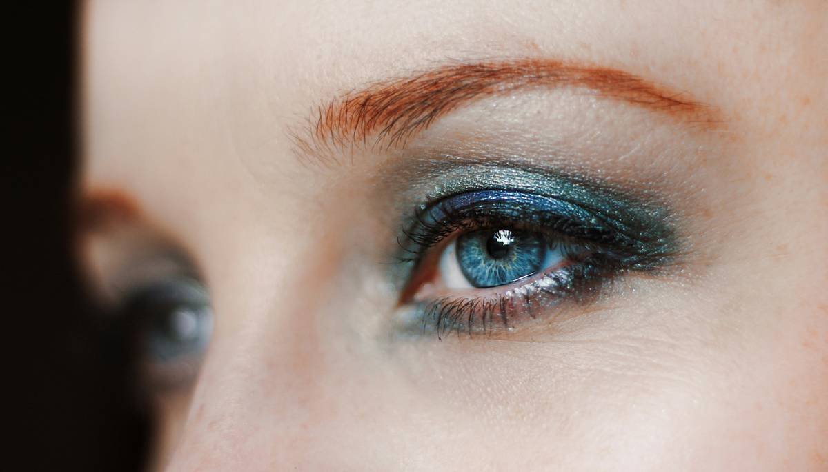 Before and after: natural daytime look vs. full editorial bronze glam makeup with glowing skin and defined eyes